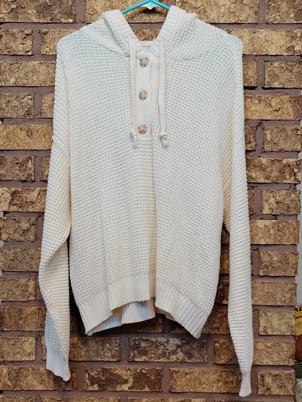American Eagle Outfitters Chunky Knit Oversized Hooded Pullover Cream NWOT
